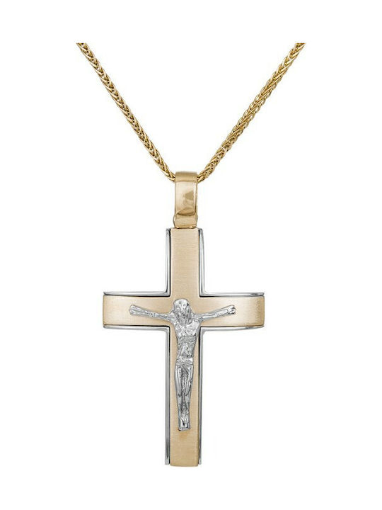 Herren Gold Kreuz 14K mit dem Gekreuzigten mit Kette