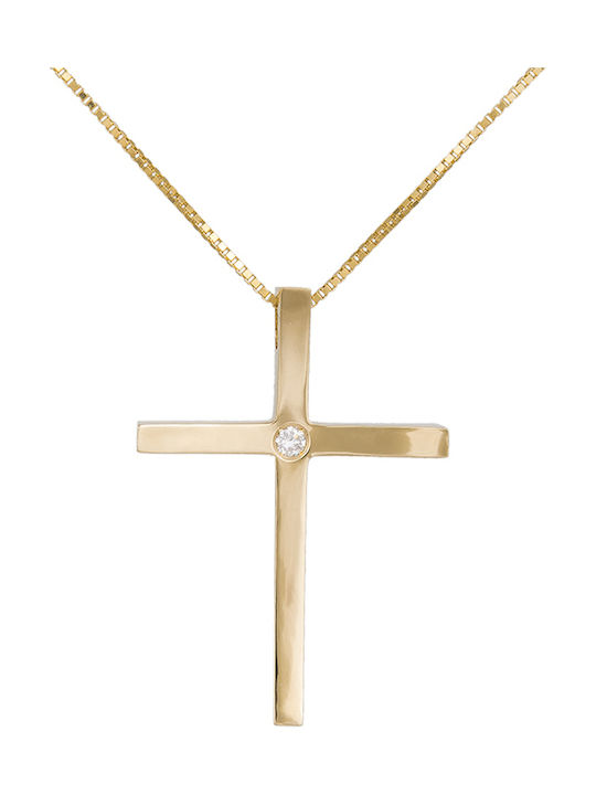 Damen Gold Kreuz 18K mit Kette