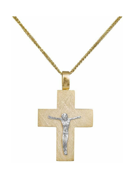 Men's Gold Cross 14K with the Crucified with Chain