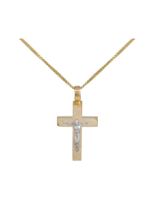 Herren Gold Kreuz 14K mit dem Gekreuzigten mit Kette