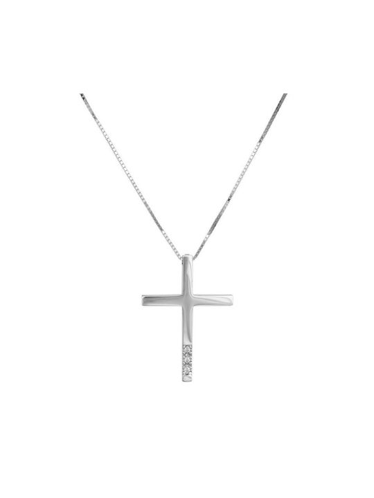 Damen Weißgold Kreuz 14K mit Kette