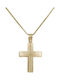 Herren Gold Kreuz 14K Beidseitig mit Kette