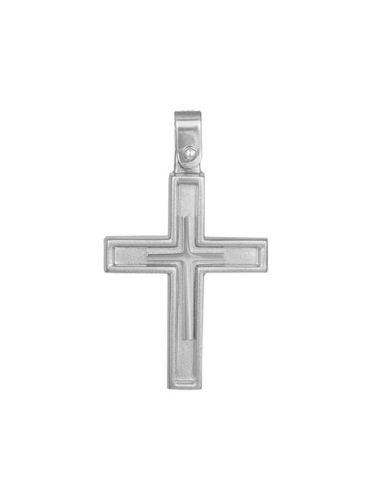 Men's White Gold Cross 14K