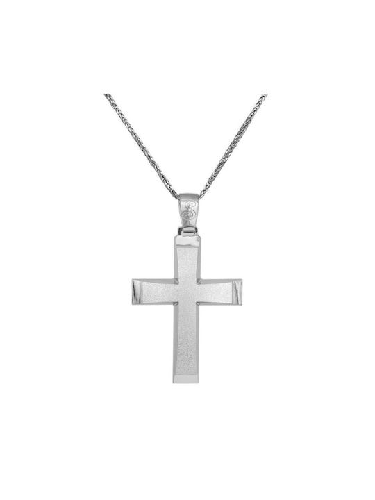 Men's White Gold Cross 14K with Chain