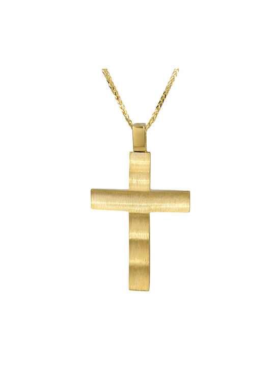 Herren Gold Kreuz 18K mit Kette