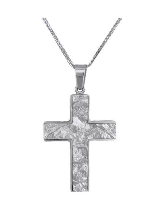 Herren Weißgold Kreuz 14K mit Kette