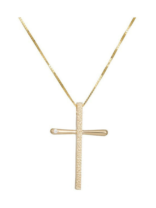 Damen Gold Kreuz 14K mit Kette