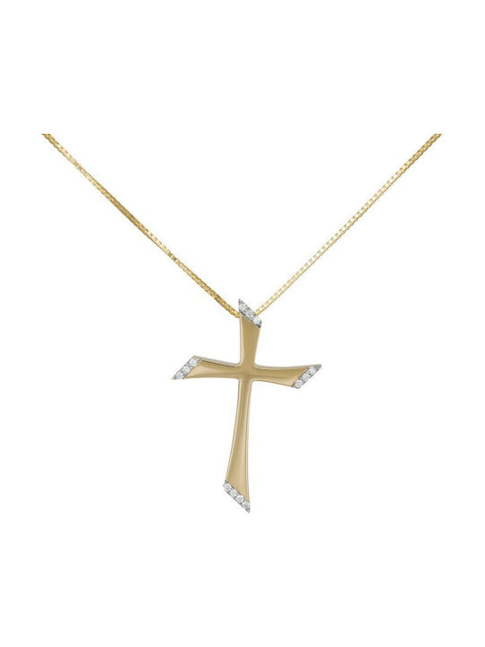 Damen Gold Kreuz 18K mit Kette