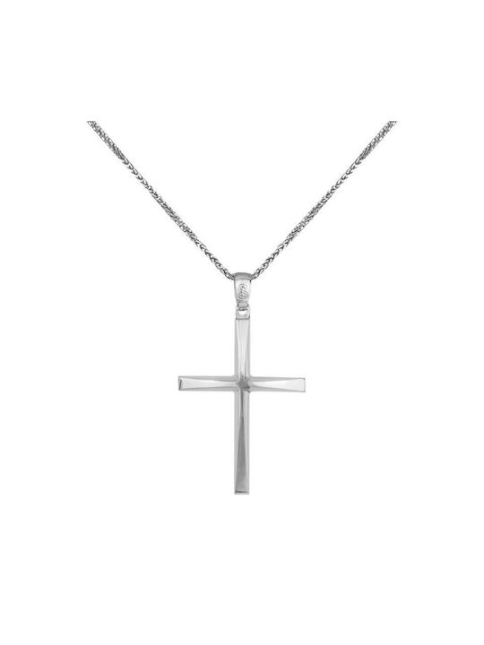 Herren Weißgold Kreuz 14K mit Kette