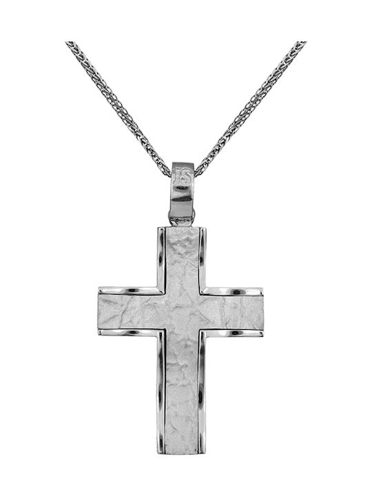 Men's White Gold Cross 18K with Chain