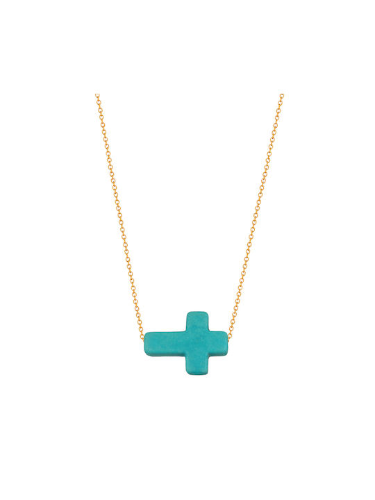 Women's Cross from Gold Plated Silver with Chain