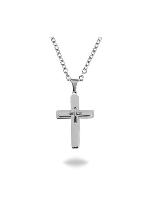 Herren Kreuz aus Stahl mit Kette