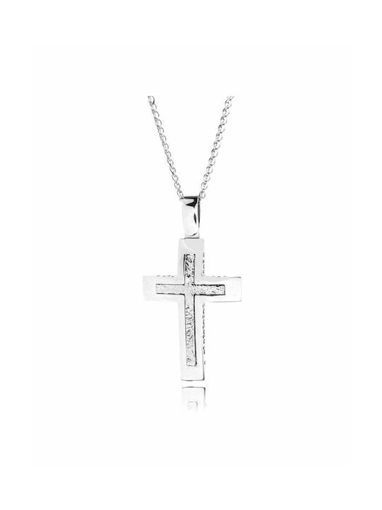 Weißgold Kreuz 14K mit Kette