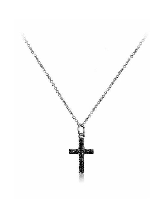 Weißgold Kreuz 14K mit Kette