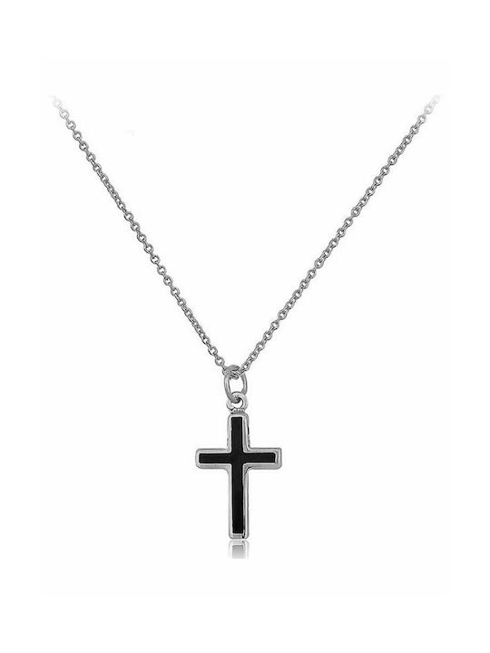 Weißgold Kreuz 9K mit Kette