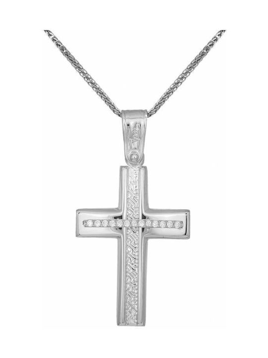 Damen Weißgold Kreuz 9K mit Kette