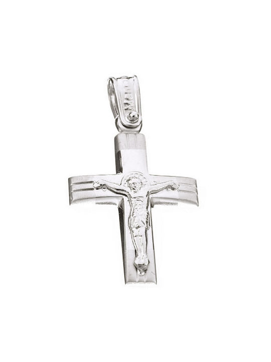 Men's White Gold Cross 14K with the Crucified