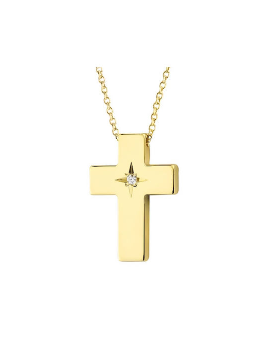 Damen Gold Kreuz 14K mit Kette