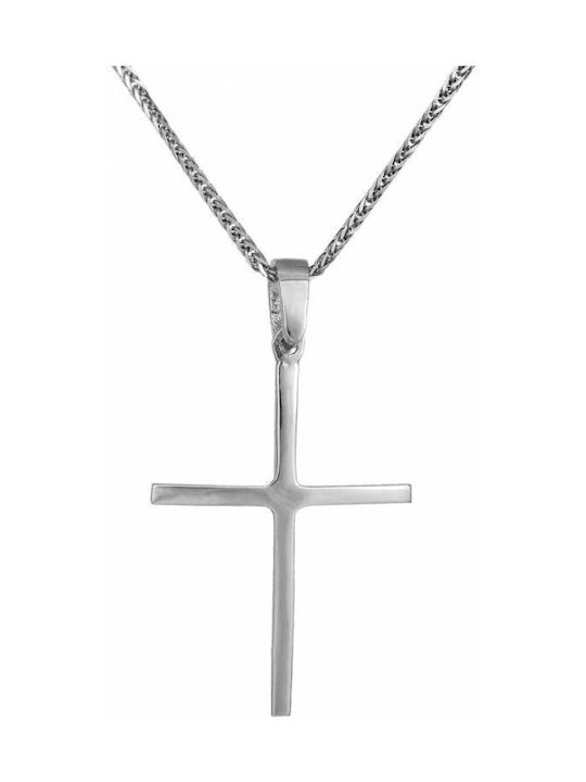 Men's White Gold Cross 9K with Chain