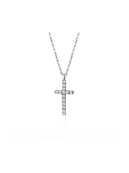Ekan White Gold Cross 18K with Chain