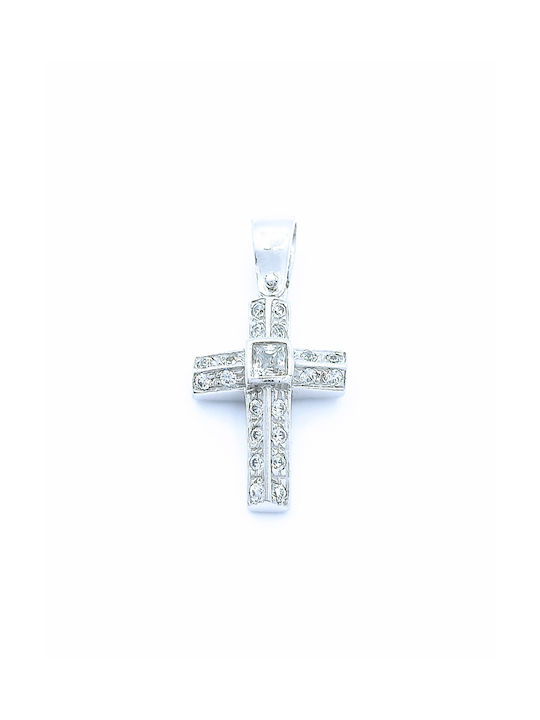 PS Silver White Gold Cross 14K