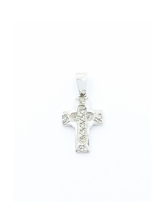 PS Silver White Gold Cross 14K