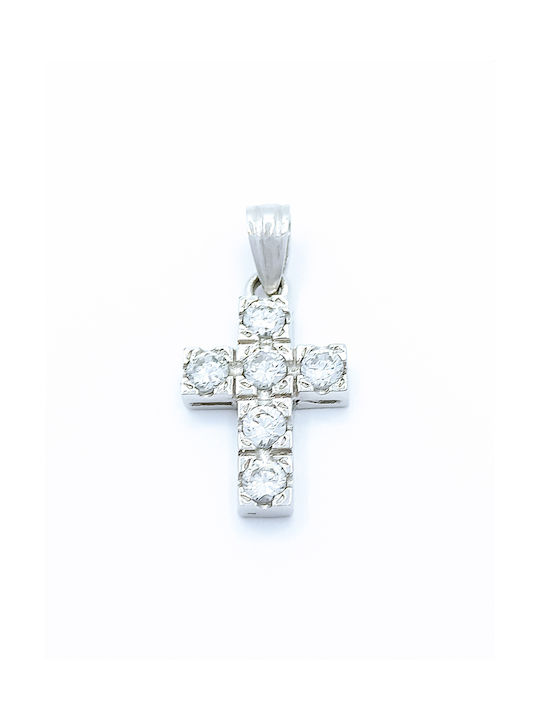 PS Silver White Gold Cross 14K