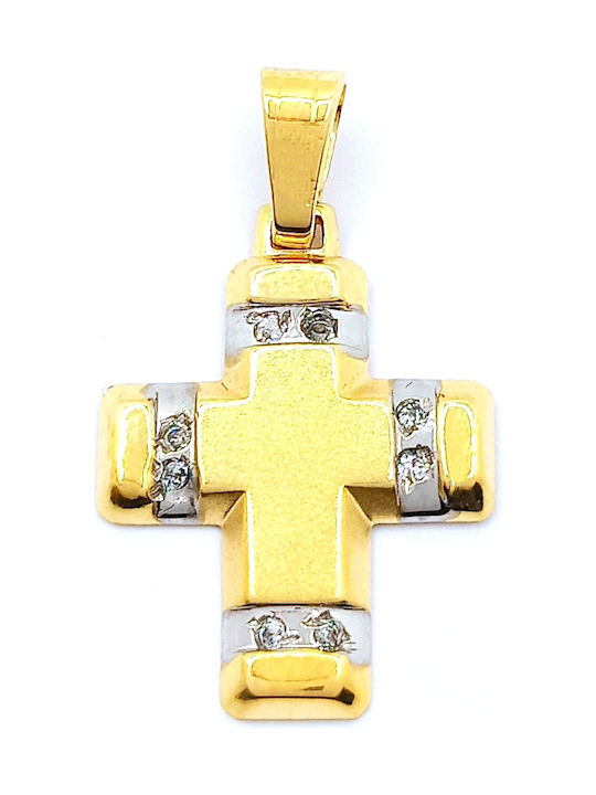 PS Silver Gold Kreuz 14K