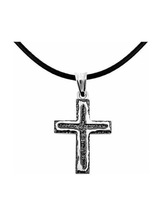 JewelStories Herren Kreuz aus Silber mit Schnur