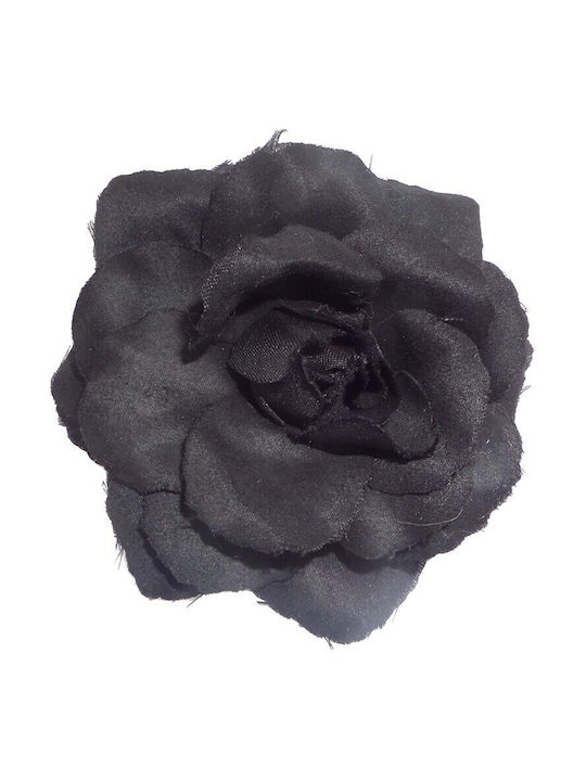 Καρφίτσα Λουλούδι από Ύφασμα Μαύρη