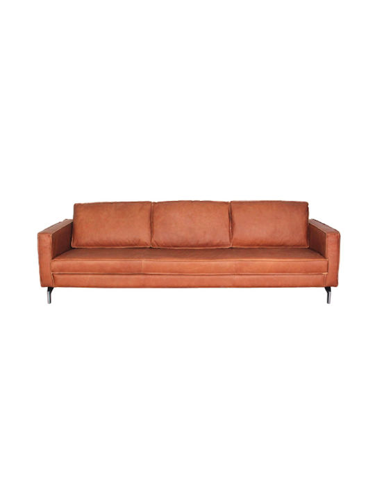 Vier Sitzer Sofa Echtes Leder Braun 218x84cm