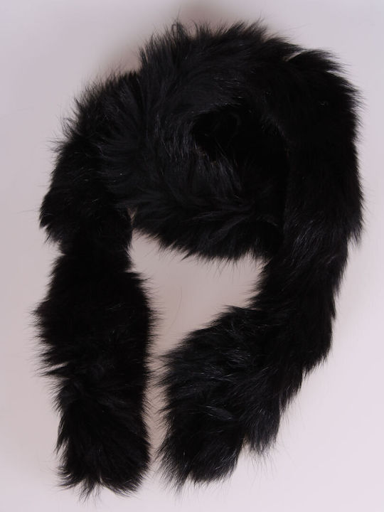 Women's Fur Scarf Black