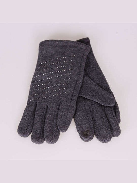 Women's Touch Gloves with Fur Gray