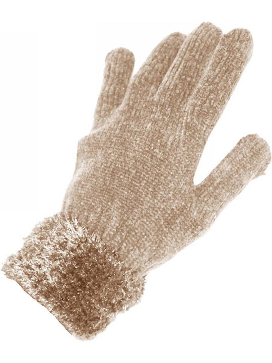 Women's Gloves with Fur Beige