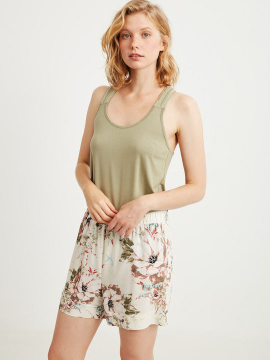 Penye Mood Summer Babydoll Khaki Floral