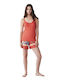 Penye Mood Sommer Damen Pyjama-Set Burgundisch 8697361091673