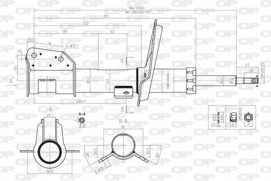 Open Parts Set Amortizoare 1buc pentru Fiat Marea Lancia Dedra
