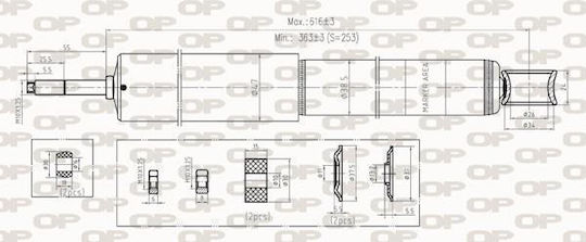 Open Parts Set Amortizoare 1buc pentru Toyota RAV 4