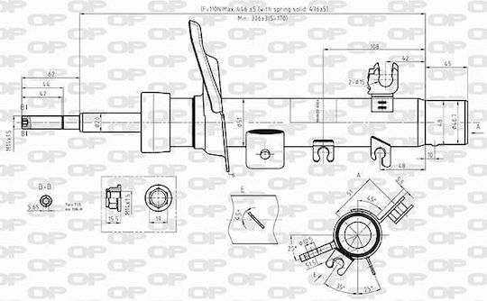 Open Parts Σετ Αμορτισέρ 4τμχ για Peugeot 2008