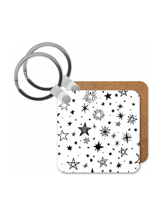 Keychain Portofel Doodle Stars Lemn