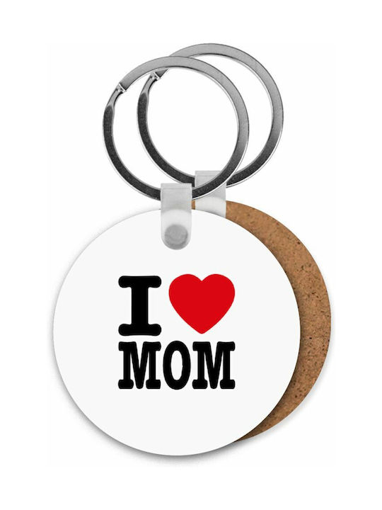 Μπρελόκ I Love Mom Ξύλινο