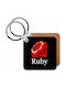 Keychain Wallet Ruby Wooden