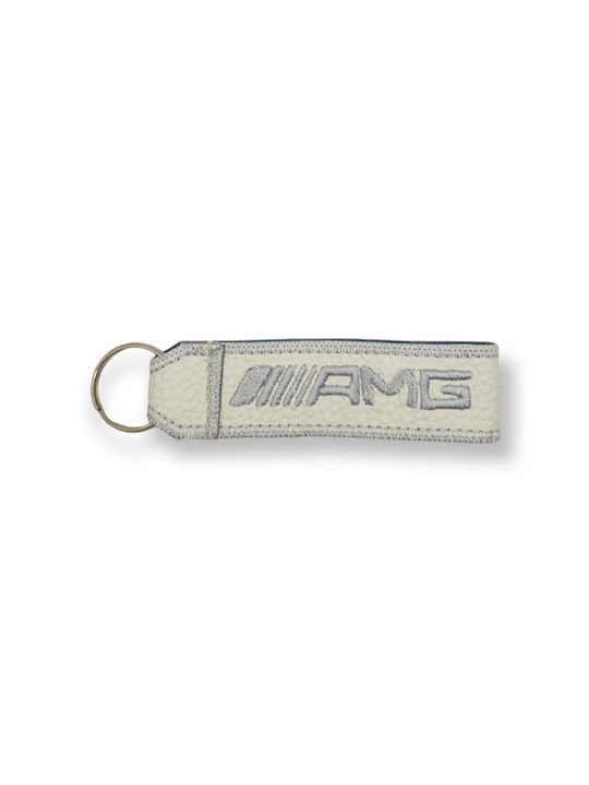 Keychain Piele Alb