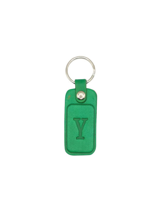 Handgefertigt Schlüsselanhänger Leder Monogramm Grün