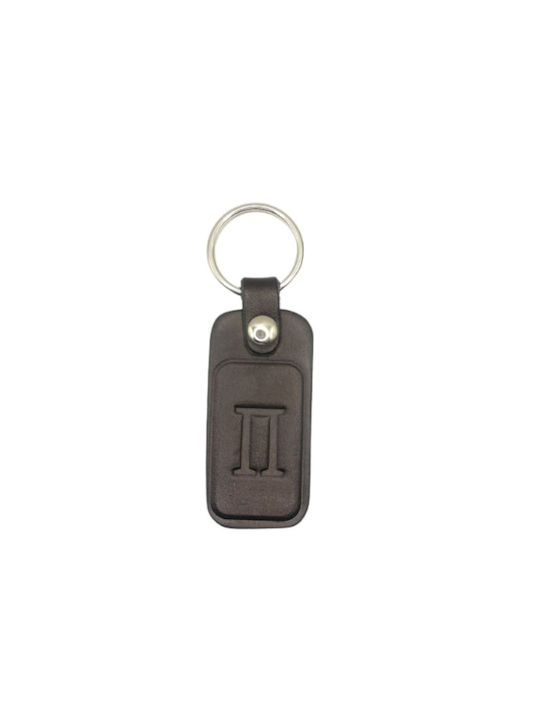Handmade Keychain Leather Monogram Black