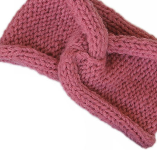 Γυναικείο Headband Πλεκτό σε Ροζ χρώμα