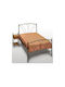 Bed Single Metal Bronze with Slats & Mattress 90x200cm