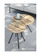 Round Zigzag Set from Solid Wood Beige 2pcs L60xW60xH40cm.