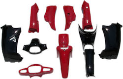 Left Motorcycle Plastic Set for Modenas Kriss II Red 12pcs