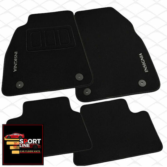 Opel Insignia 2008-2017 Teppichmatten Sport Line Schwarz mit Weißer Naht Weiße Stickerei Insignia Set aus 4 Teilen